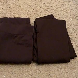 Two pair of brown fleece lined leggings